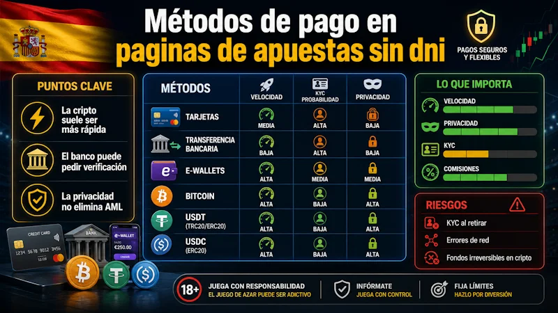 Métodos de pago en paginas de apuestas sin dni