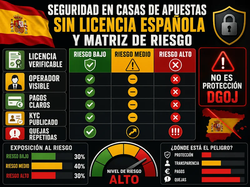 Seguridad en casas de apuestas sin licencia española y matriz de riesgo