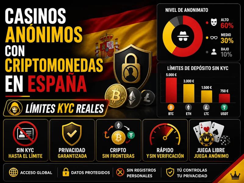 Casinos anónimos con criptomonedas en España y límites KYC reales