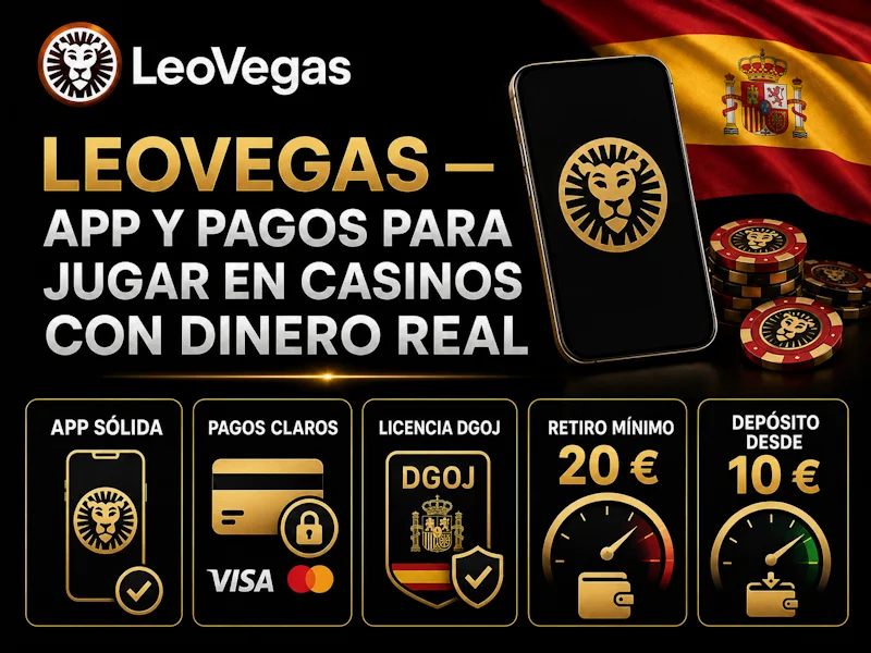 LeoVegas — app y pagos para jugar en casinos con dinero real