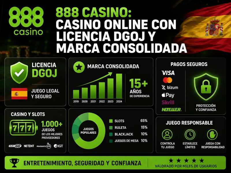 888 Casino: casino online con licencia DGOJ y marca consolidada