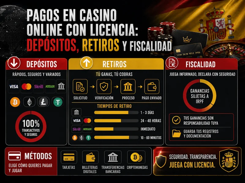 Pagos en casino online con licencia: depósitos, retiros y fiscalidad
