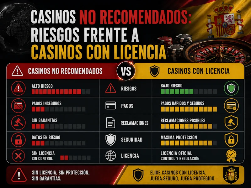 Casinos no recomendados: riesgos frente a casinos con licencia