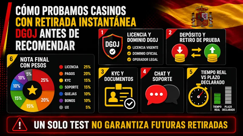 Cómo probamos casinos con retirada instantánea dgoj antes de recomendar