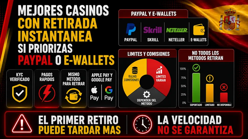 Mejores casinos con retirada instantanea si priorizas PayPal o e-wallets