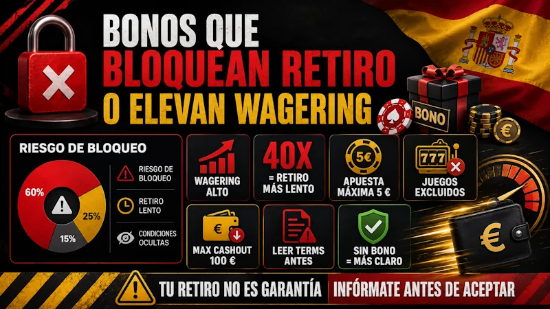 Bonos que bloquean retiro o elevan wagering