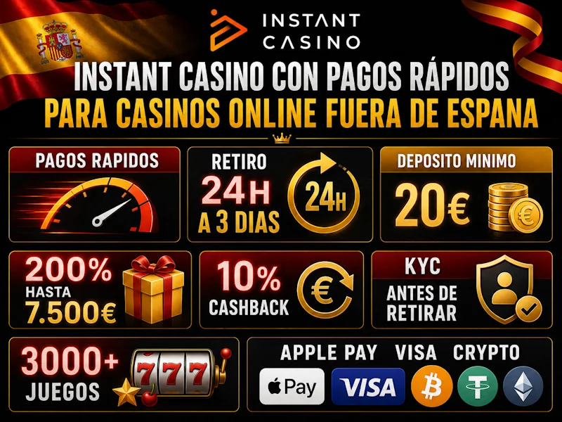 Instant Casino con pagos rápidos para casinos online fuera de Espana