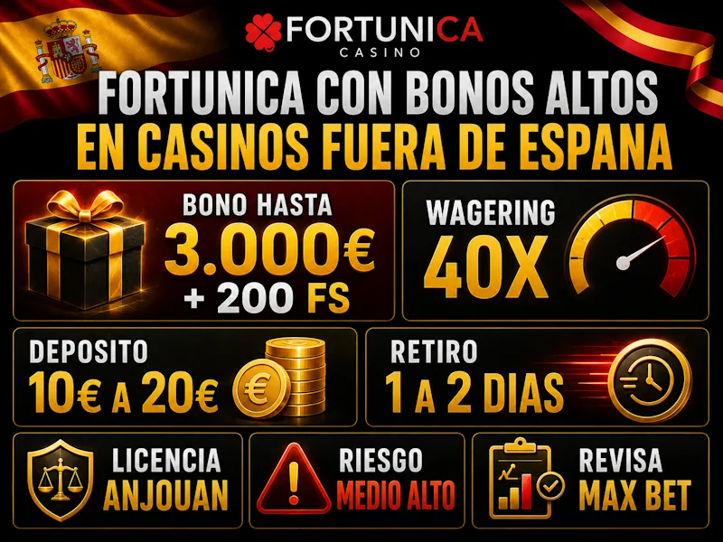Fortunica con bonos altos en casinos fuera de Espana