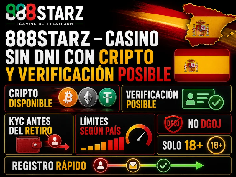 888STARZ – casino sin dni con cripto y verificación posible