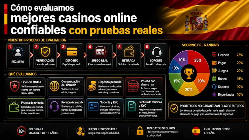Cómo evaluamos mejores casinos online confiables con pruebas reales