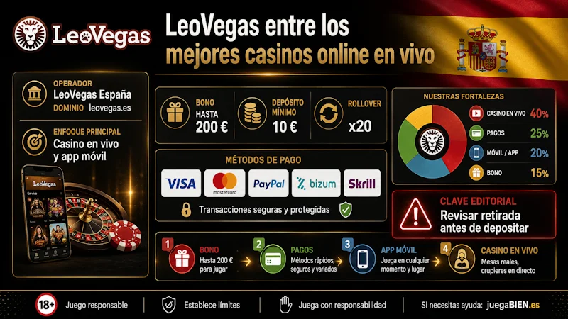 LeoVegas entre los mejores casinos online en vivo