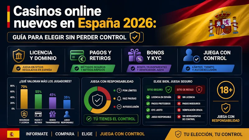 Casinos online nuevos en España 2026: guía para elegir sin perder control