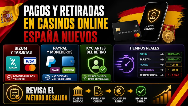 Pagos y retiradas en casinos online España nuevos