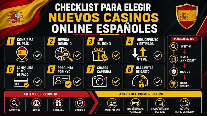 Checklist para elegir nuevos casinos online españoles